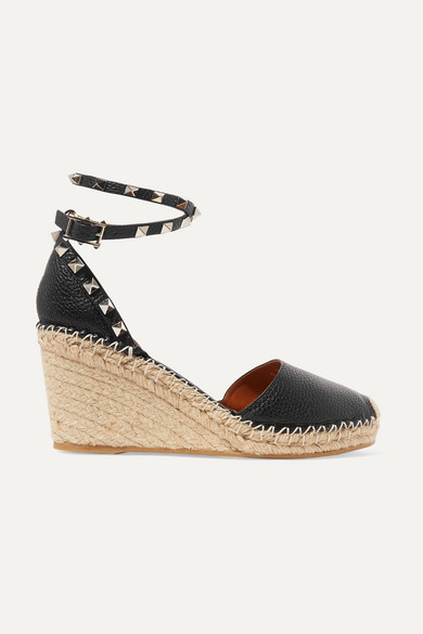 valentino black wedge espadrilles