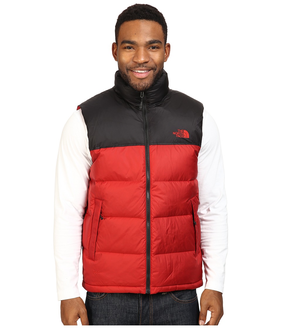 north face vest red