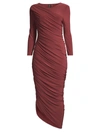 Norma Kamali Diana Ruched Bracelet-length Sleeve Gown In Red