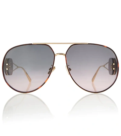 Dior Bobby Oversized Aviator Metal Sunglasses In Nickeltin/gradient
