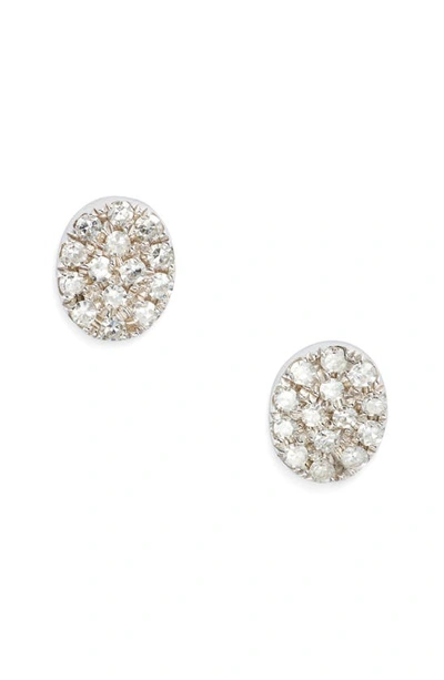 Meira T Meria T 14k White Gold Pave Diamond Oval Stud Earrings