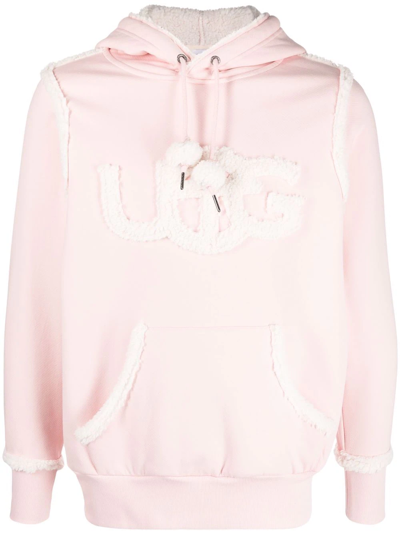 Ugg Rey Fuzzy Logo Pullover Hoodie In Lotus Blossom