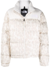 The North Face 1996 Leopard Print Retro Nuptse Padded Jacket In Gardenia White/silver Grey
