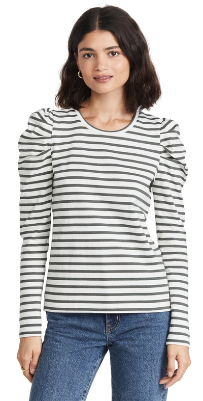 Rebecca Minkoff Women's Talia Striped Sweatshirt In Olive/ecru Stripe
