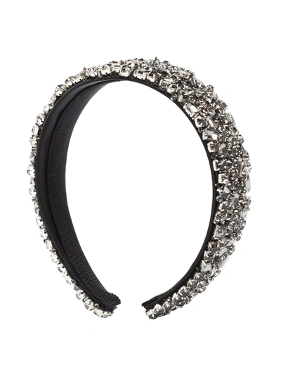 Jennifer Behr Czarina Crystal Embellished Headband In Black