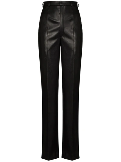 Anouki High Waist Vegan Leather Trousers In Black