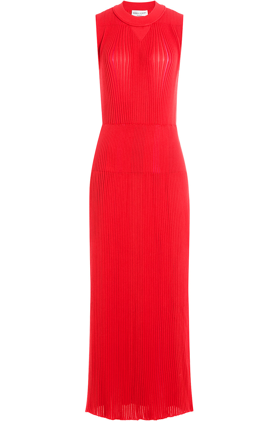 red ribbed maxi dress