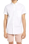 Topman Rigid Regular Fit Short Sleeve Button-down Shirt In White
