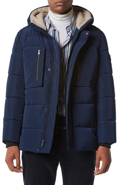 Marc New York Men's Yarmouth Micro Sheen Parka Jacket With Fleece-lined Hood In Ink