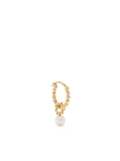 Gaya 18kt Yellow Gold Pearl Charm Single Hoop Earring In 金色