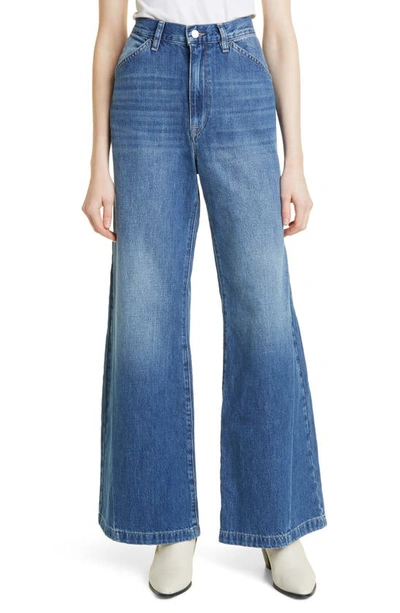 Frame Le Palazzo High Waist Wide Leg Jeans In Blue Fade