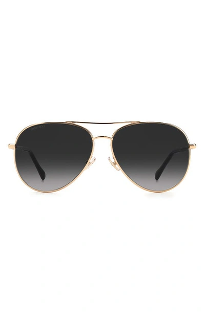 Jimmy Choo Devan 59mm Gradient Aviator Sunglasses In Gold Black / Grey Shaded