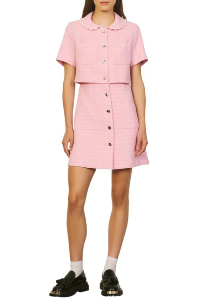 open lace back dress SANDRO Tweed Trompe-l'Oeil mini Dress main image 1