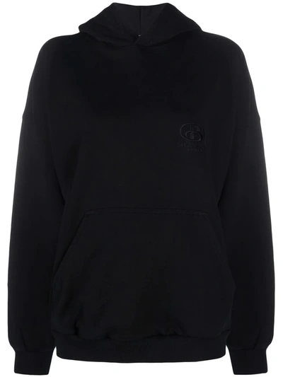 Balenciaga Spa Logo-embroidered Oversized Hoodie In Black
