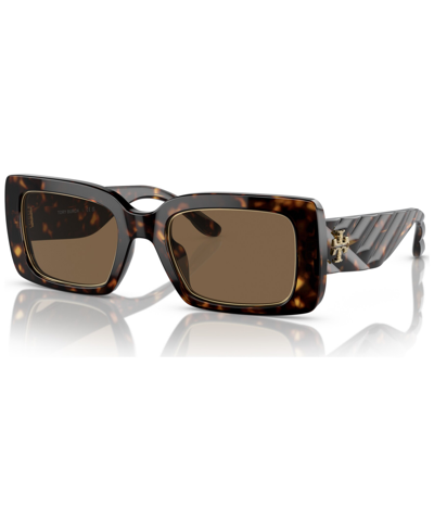Tory Burch T-monogram Acetate Rectangle Sunglasses In Dk Tort