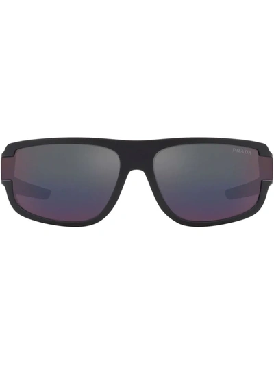 Prada Ps 03ws Rectangle Frame Sunglasses In Dark Grey+external Ar