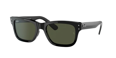 Ray Ban Burbank Sunglasses Black Frame Green Lenses 55-20
