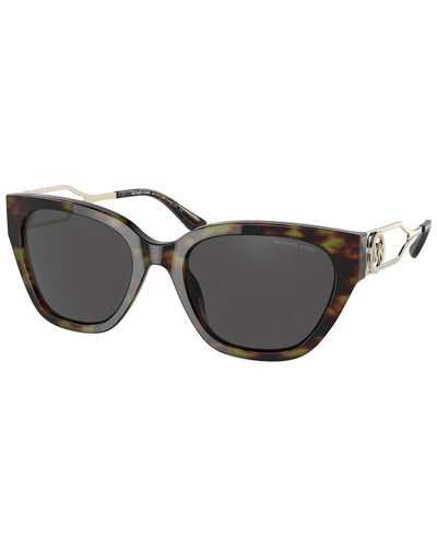 Michael Kors Dark Grey Solid Cat Eye Ladies Sunglasses Mk2154 370587 54 In Green