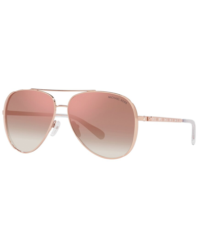 Michael Kors Mk1101b Chelsea Rhinestone-embellished Aviator Sunglasses In Rose Gold Gradient Flash