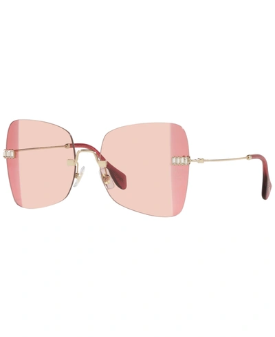 Miu Miu Rimless Butterfly Frame Sunglasses In Pink Gradient Sharp Violet