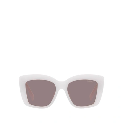 Miu Miu Mu 04ws White Opal Female Sunglasses In Purple Brown