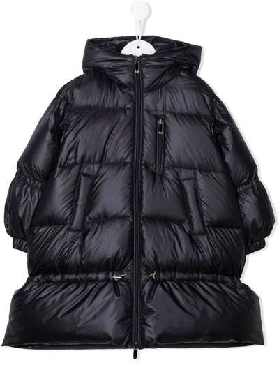 Il Gufo Kids' Hooded Zip-up Padded Coat In 蓝色