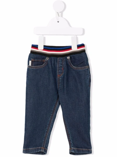 Paul Smith Junior Blue Jeans For Baby Boy With Zebra In Navy