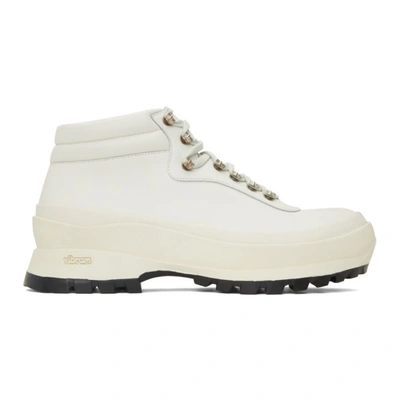 Jil Sander Ssense Exclusive White Lace-up Work Boots In 100 - White