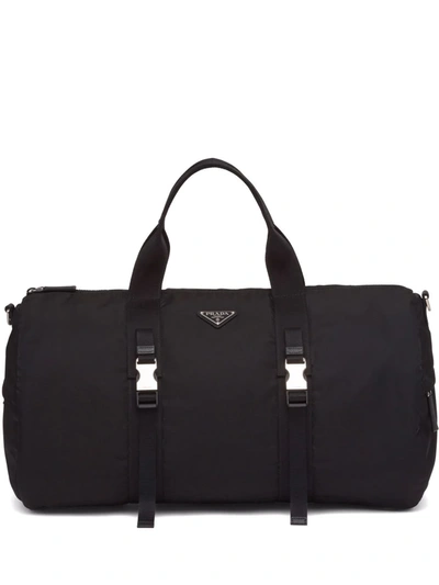 Prada Duffle Bag In Technical Nylon With Triangular Logo In Black