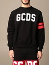 Gcds Crewneck Sweatshirt With Bands And Logo In Black