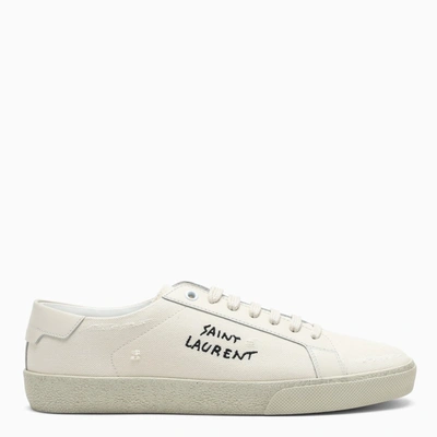 Saint Laurent Women's Court Classic Embroidered Trainers In White