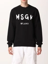 Msgm Brushed Logo Crewneck Sweatshirt In Black In Black 1