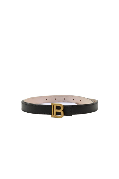 Balmain Logo-buckle Leather Belt In Nero