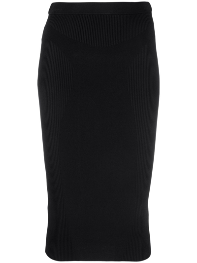 Pinko Midi Skirt In Synthetic Leather In Black