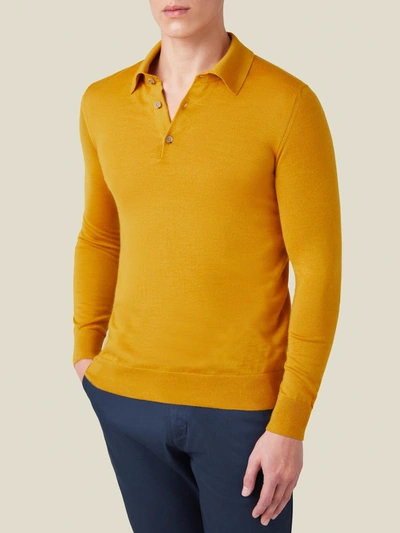 Luca Faloni Mustard Fine Silk-cashmere Polo In Yellow