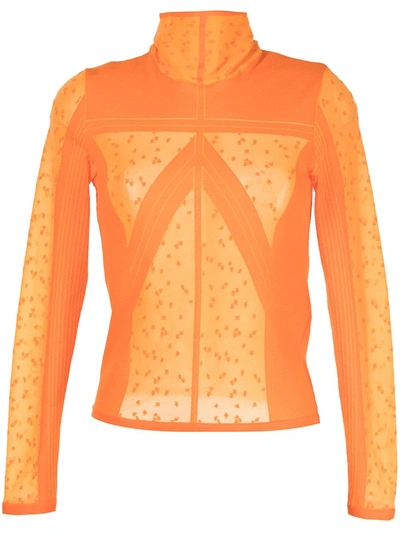 Mame Kurogouchi Sheer Panelled Knit Top In Orange