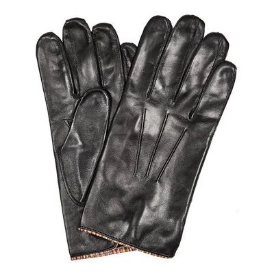 Paul Smith Striped Piping Gloves In Black