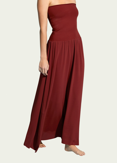 Eres Oda Strapless Stretch-jersey Maxi Dress In Red