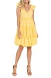 Free The Roses Three Tiers Tie Shoulder Mini Dress In Yellow