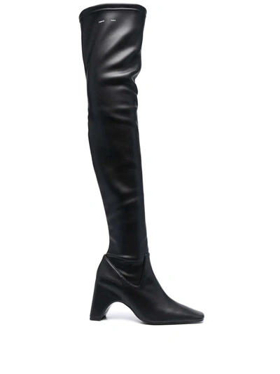 Coperni Stretch Vegan-leather Thigh-high Boots In Black