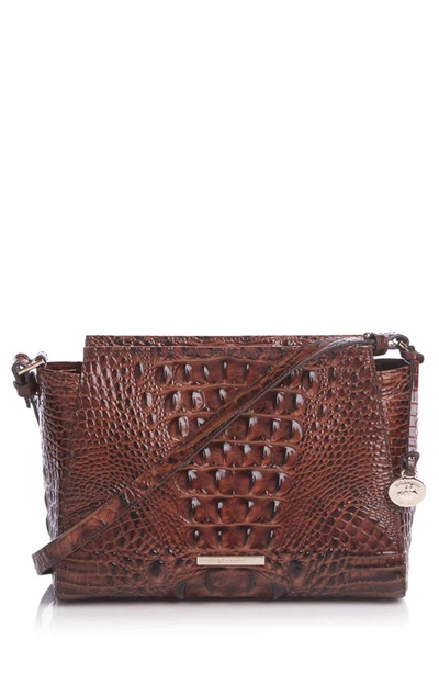 Brahmin Hillary Croc Embossed Leather Crossbody Bag In Pecan