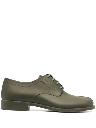Maison Margiela Taupe Recycled Rubber Tabi Oxfords In Green