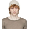 Rick Owens Mens Oyster Rib-knitted Turned-up Cashmere Beanie Hat 1 Size