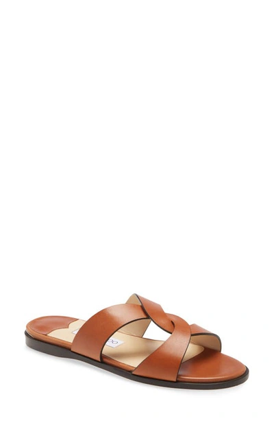 Jimmy Choo Atia Flat Sandal In Brown