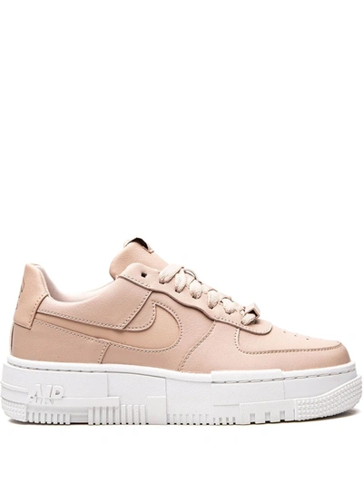 Nike Air Force 1 Pixel Low Top Platform Sneakers In Particle Beige/white