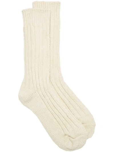 Deiji Studios Neutral The Woven Ribbed Socks In Neutrals