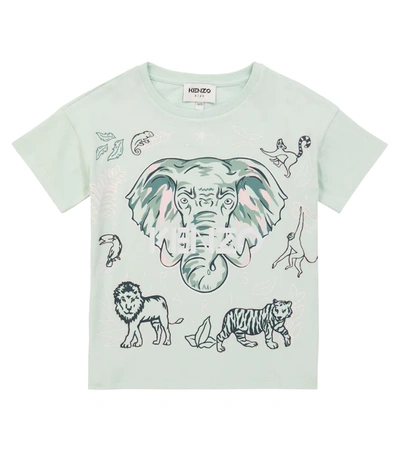 Kenzo Kids' Elephant-print Organic Cotton T-shirt In Green