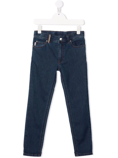 Paul Smith Junior Kids' Logo-patch Straight-leg Jeans In Blue