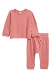 Nordstrom Babies' Print Fleece Sweatshirt & Pants Set In Pink Compact
