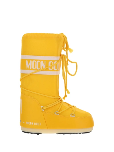Moon Boot Knee Boots In Yellow